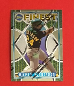 Ricky Henderson! 1995 Topps Finest with Coating #47 Oakland Athletics HOF (2)