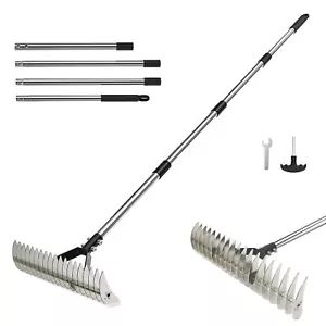 Professional Rake for Leaves Metal 19-Tine Heavy Duty Lawn Rake with Stainles... - Picture 1 of 7