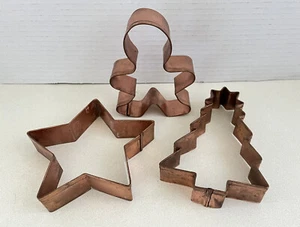 Big Copper Cookie Cutters Christmas Tree Star Gingerbread Man 5-6” - Picture 1 of 7