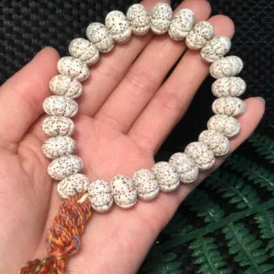 12MM Pumpkin beads Rudraksha Cuff Mala Buddha Lucky Bracelet spread - Image 1 of 4