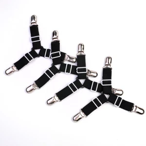 4pcs Triangle Bed Sheet Mattress Holder Fastener Grippers Clips Suspender Straps - Picture 1 of 9