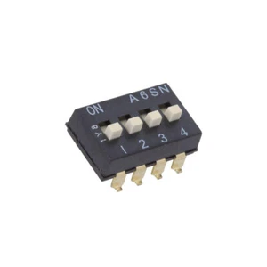 Interruttore A6SN4104: DIP-SWITCH numero sezioni: 4 ON-OFF 0,025A/24VDC OMRON OCB - Foto 1 di 1