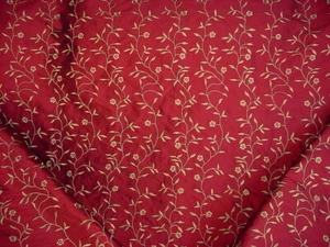 12-7/8Y Kravet Couture 26807 Ruby Red Gold Embroidered Silk Upholstery Fabric - Picture 1 of 4