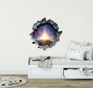 Hole in the Wall SUNRISE OVER EARTH 3D Wall Decal Vinyl Wall Sticker Removable - Picture 1 of 3