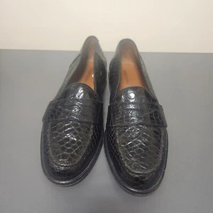 Magnanni schwarz Krokodilleder Penny Halbschuhe Schuhe Größe 8 - Bild 1 von 9