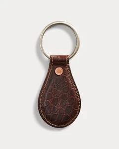 Double RL RRL Crocodile Embossed Leather Key Fob Cowboy Ring Keychain - Picture 1 of 2