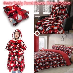 Teddy Gonks Duvet Quilt Christmas Cover Set, Throw, Soft Sherpa Cuddles Hoodies - Picture 1 of 8