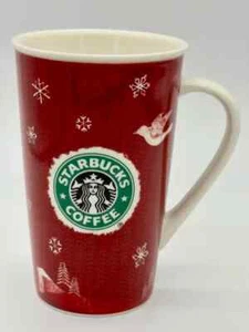 Starbucks Coffee Mug 2008 Ceramic Christmas Holiday Deer Dove 16 Oz Tall Cup - Picture 1 of 6