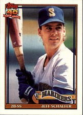 1991 Topps Seattle Mariners Baseball Card #681 Jeff Schaefer