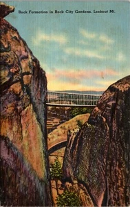 Brücke über Rock City Gärten Aussichtspunkt Berg Tennessee Leinen Postkarte F1 - Bild 1 von 2