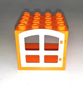 Lego Duplo Bautürrahmen 4x4x3 orange mit weißer Tür - Bild 1 von 3