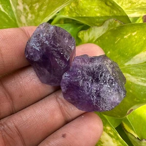 Coppia Grezza Ametista Africana 90 Ct - Cristalli Naturali Certificati per Creazione Gioielli - Foto 1 di 5