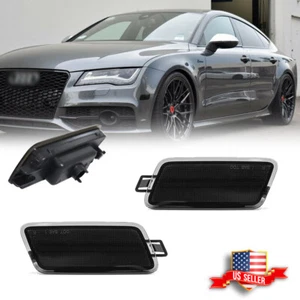 Smoked Front Fender Side Marker Lights Kit For Audi A7 S7 RS7 Quattro 2012-2018 - Picture 1 of 8