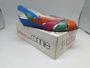 Vintage Connie Apex Sling-back Open-toe Wedge Sandal, SZ 7M Made in Brazil - Picture 1 of 10