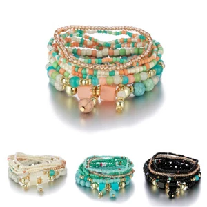 8 piezas Dije Boho de Piedra Natural Nuevo Cuentas Turquesa Regalo Joyería Juego de Pulsera - Imagen 1 de 16