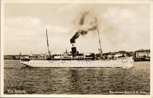  Vintage Ship RPPC Photo Postcard SS Aeolus Stockholme SVEA Line Sweden  - Picture 1 of 3