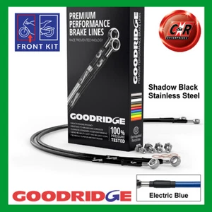 Passend für Yamaha TRX850 96-00 Goodridge BLK SS blau Bremsschläuche vorne YA0849-2FCBK-EB - Bild 1 von 5