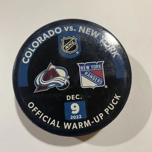 Game Used Colorado Avalanche Offical Warm-Up Puck Vs NY Rangers 12/9/2022 - Picture 1 of 3