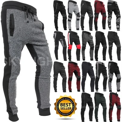 Pantalones de chándal para hombre JOGGER de lana pantalones deportivos BIKER cremallera gimnasio pista calce ajustado entrenamiento Foto 1 de 3