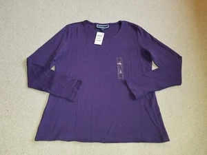 NWT Womens Top-KAREN SCOTT-purple 100% cotton knit "Essentials"  ls-S - Picture 1 of 4