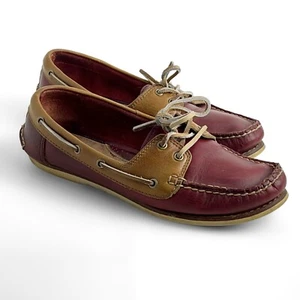 Zapatos de Barco Frye Quincy Cuero Borgoña Tostado Sin usar, en caja, Puntera con Cordones Talla 8M - Imagen 1 de 11