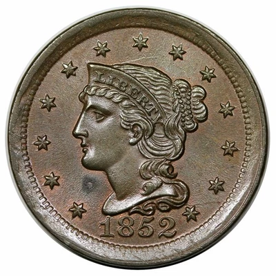 1852 Braided Hair Large Cent, N-1 - Image 1 of 3