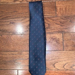 Givenchy Monsieur Blue Red Geometric Silk Necktie - Picture 1 of 5