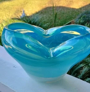 Vintage Murano blaue Vase oder Aschenbecher in Herzform - Bild 1 von 11
