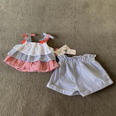 Shorts regata edições raras 12 M bebê meninas County Fair 4 de julho vermelho/branco/azul - Imagem 1 de 4