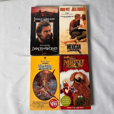 Lot of 4 VHS tapes The Mexican, Dances With Wolves, NL Vacation, Muppet Show - Image 1 of 3