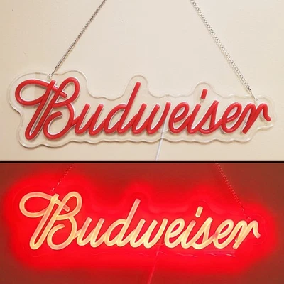 Budweiser neón LED letrero de pared barra luz 16,5x5 pulgadas cerveza regalo hombre cueva decoración del hogar Foto 1 de 4