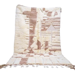 5x8 Moroccan Beni Ourain Rug -Soft Premium Wool Berber Shag -Handmade Beige Rug - Picture 1 of 12