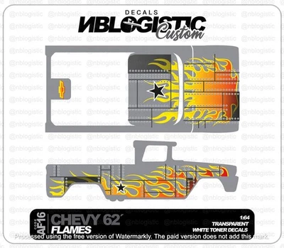 Calcomanía de tobogán acuático universal personalizada '62 CHEVY Pickup para Hot Wheels escala 1/64 a1 Foto 1 de 4