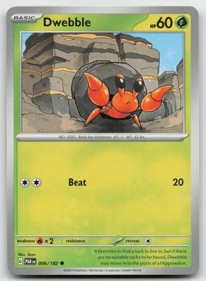 Pokemon Dwebble Common SV04: Paradox Rift 006/182 LP - Image 1 of 2