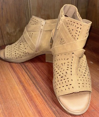 Sandalias Justice para niñas corte láser punta abierta cremallera talla 5 Foto 1 de 4
