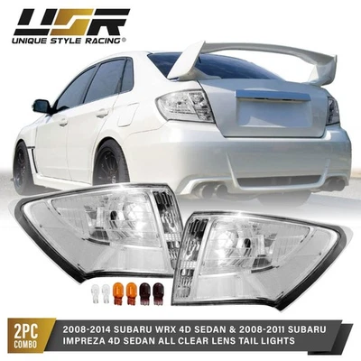 ALL CLEAR Tail Light Pair (L+R) + Bulbs For 08-14 Impreza / Impreza WRX 4D Sedan - Imagem 1 de 4