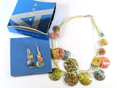 Avon 2007 многоцветный раковина подарочный набор коренастый ракушка многослойное ожерелье серьги - Изображение 1 из 4