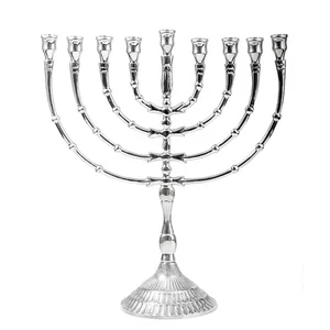 32cm Hanukkah Menorah Candlestick Large Silver 9s Candlestick Brass 2801 - Picture 1 of 1