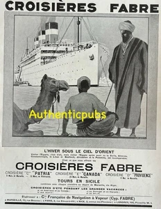 PUBLICITE CROISIERES FABRE ORIENT EGYPTE PAQUEBOT LIBAN SICILE CHAMEAUDE 1929 AD - Imagen 1 de 1