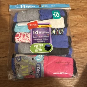Hanes Girls Hipster Size 10 Tagless Underwear 14 Pack Cotton Soft, Unopened Q32 - Picture 1 of 4