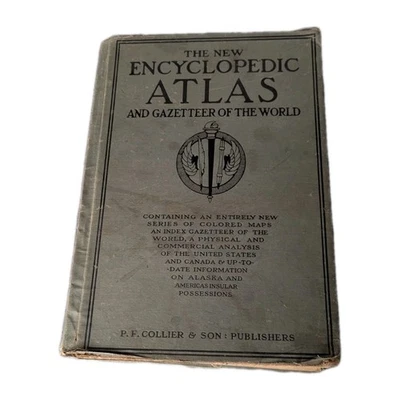The New Encyclopedic Atlas and Gazetteer of the World, Antique 1917, PF Collier Foto 1 de 4