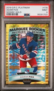 2019-20 O-PEE-CHEE PLATINUM ADAM FOX ROOKIE AUTO SEISMIC GOLD /50 PSA 9 Mint - Picture 1 of 3
