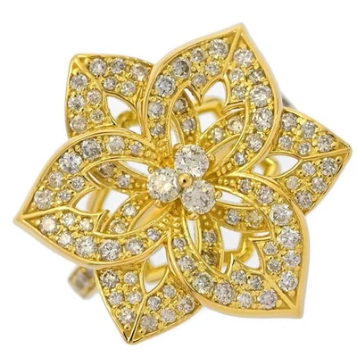 1ct Flower Motif 钻石戒指,18K 黄金,750-7.8 克,次日发货... — 第 1/4 张图片