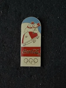 Vintage Olympics Coca-Cola Polar Bear Bob Sled Sports Pin - Picture 1 of 3
