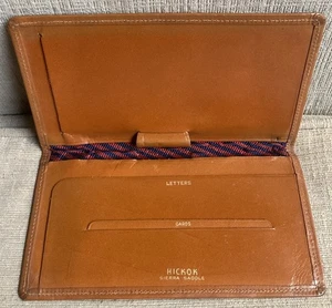 Portafoglio vintage anni 60 hickok pelle marrone Sierra sella lungo lettera bi-piega - Foto 1 di 14