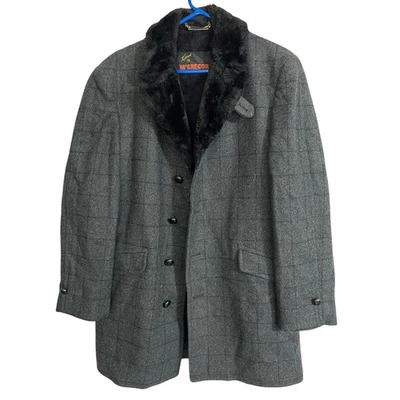 Abrigo forrado de piel sintética de lana gris McGregor vintage para hombre talla 40 Foto 1 de 4