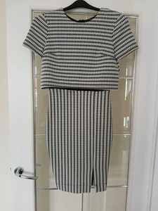 Miss Selfridge Women black/white Short Sleeve Dress size 10, looks like 2 piece - Picture 1 of 17
