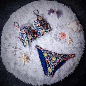 Xhilaration Floral Geometric Colorful Pushup Matching Bikini Set - Picture 1 of 22