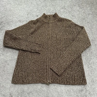 Cárdigan suéter Charter Club cremallera completa para mujer grande marrón acrílico algodón tejido Foto 1 de 4