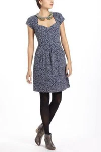 Anthropologie Deletta L Kleid CALEDONIA Cutout Struktur Stretch Taschen Navy Neu mit Etikett - Bild 1 von 5